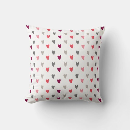 Tiny Colorful Heart Throw Pillow