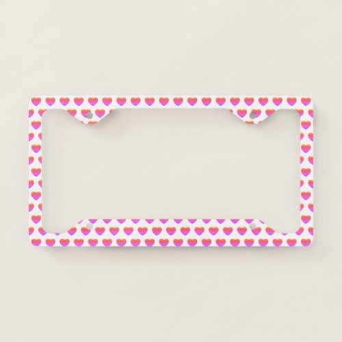 Tiny Colorful Hearts Pattern License Plate Frame