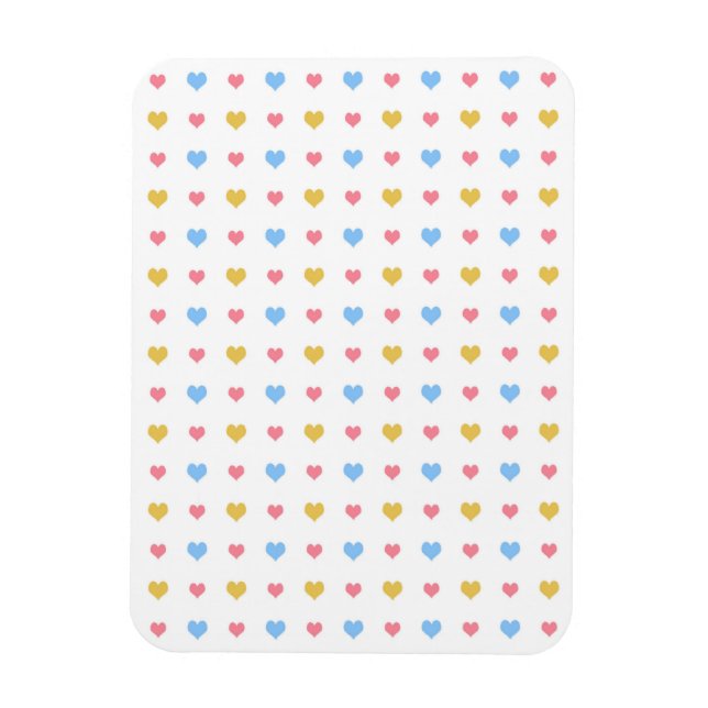 Tiny Colorful Hearts Pattern Pink Blue Yellow Magnet (Vertical)