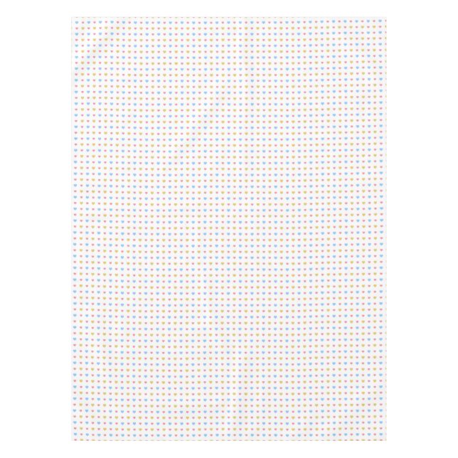 Tiny Colorful Hearts Pattern Yellow Pink Blue Tablecloth (Front)