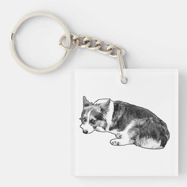 Tiny Corgi, Loyal Tile Keychain (Front)