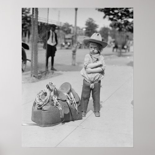 Tiny Cowboy 1923 Vintage Photo Poster