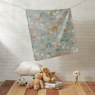 Tiny creatures - blue baby blanket