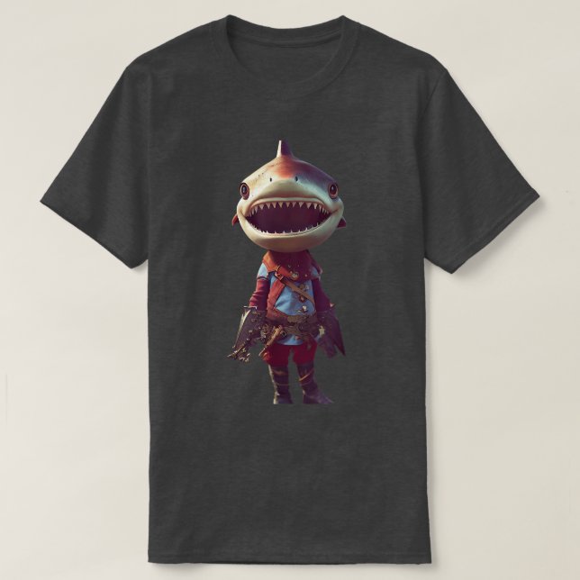 Tiny Cute And Adorable Shark Autumn Anthropomorphi T-Shirt (Design Front)