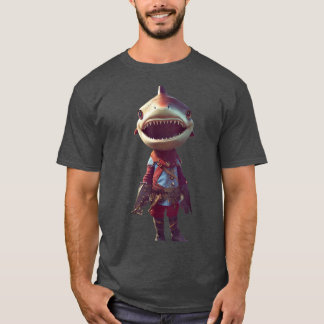 Tiny Cute And Adorable Shark Autumn Anthropomorphi T-Shirt