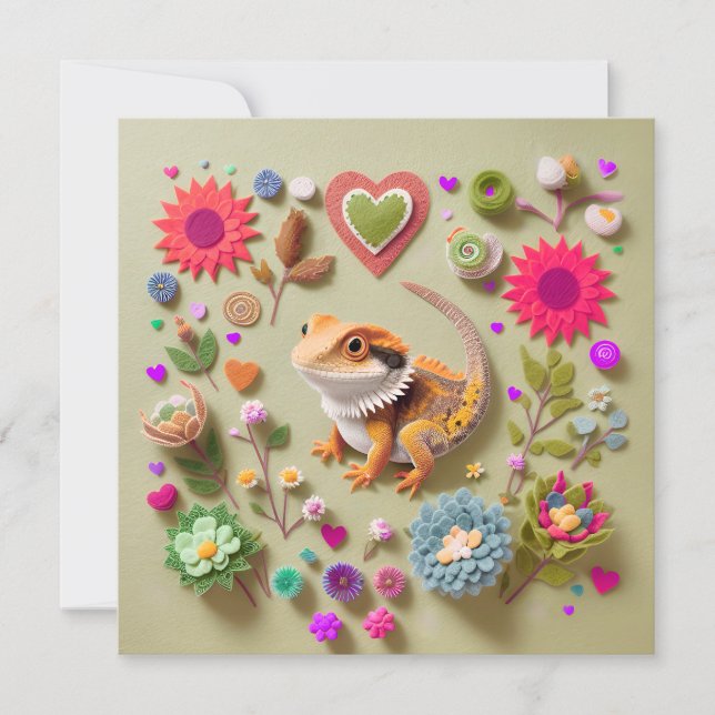 Tiny cute bearded dragon  holiday card (Front)