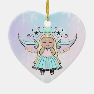 Tiny cute little angels by Renee Lavoie Ceramic O Ornament