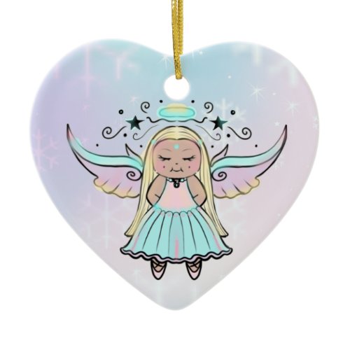 Tiny cute little angels by Renee Lavoie  Ceramic O Ornament