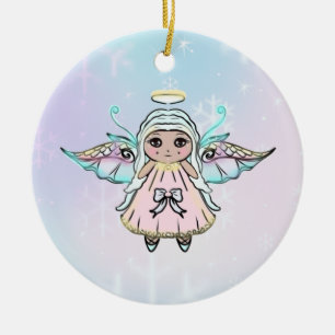 Tiny cute little angels by Renee Lavoie  Ceramic Ornament