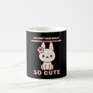 Tiny Cute pink Cat Rabbit Dog with flower for cute Coffee Mug