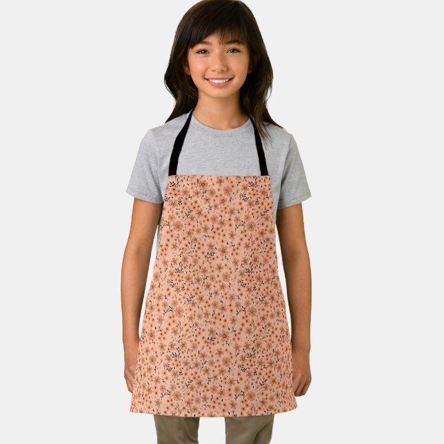 Tiny cute pink red brown cream pattern apron (Insitu)
