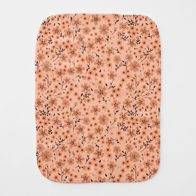 Tiny cute pink red brown cream pattern baby burp cloth (Front)