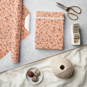 Tiny cute pink red brown cream pattern wrapping paper