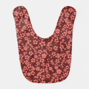 Tiny cute red magenta cream floral pattern baby bib