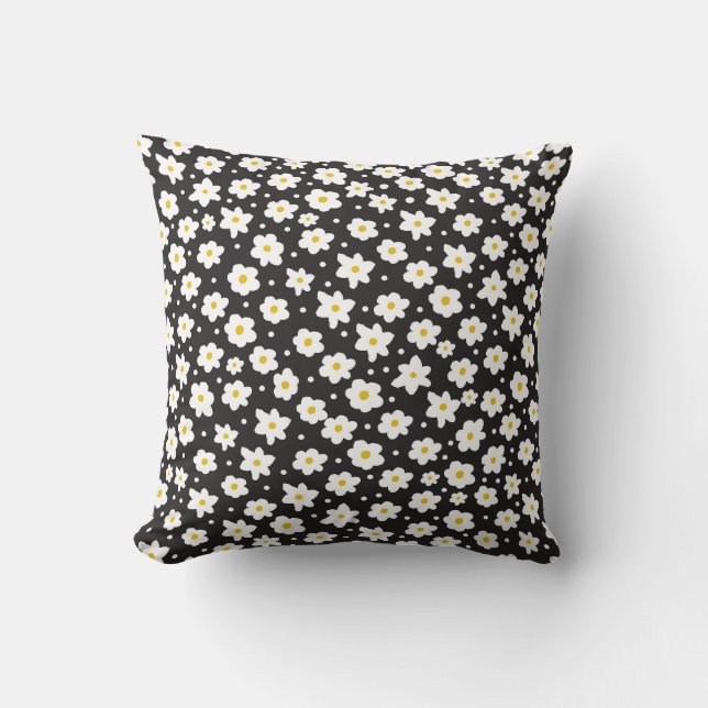 Tiny daisies, vintage, seamless background. throw pillow (Front)
