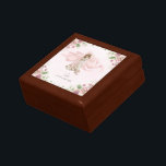Tiny Dancer Ballerina Personalized Jewelry Box<br><div class="desc">Pretty jewelry / gift box made of wood, and lined! It features tiny dancer (ballerina) sitting down to tie her ballet slippers. The background holds a larger depiction of ballet slippers and a floral design in all four corners of the box. Be sure to update the text at the bottom,...</div>
