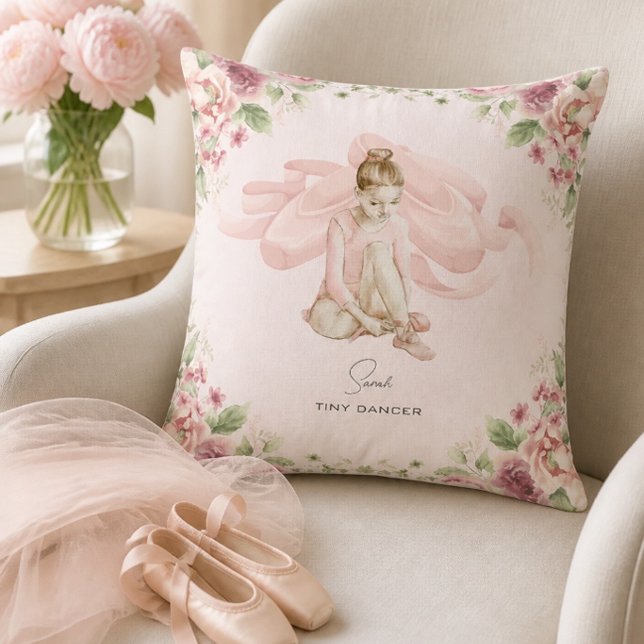 Tiny Dancer Ballerina Personalized Throw Pillow (Creator Uploaded)