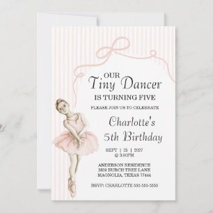 Tiny Dancer Ballerina Pink Girls Birthday Invitation