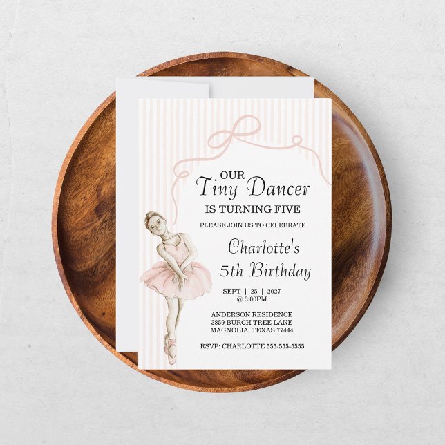 Tiny Dancer Ballerina Pink Girls Birthday Invitation (Creator Uploaded)