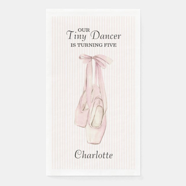 Tiny Dancer Ballerina Pink Girls Birthday Paper Guest Towels (Front)