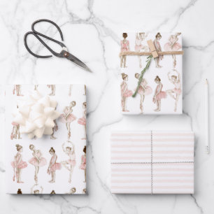 Tiny Dancer Ballerina Pink Girls Birthday Wrapping Paper Sheets