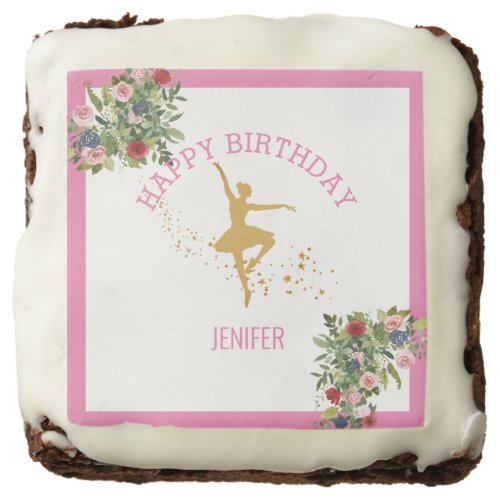 Tiny Dancer  Pink Floral Ballet Birthday Party Brownie