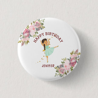  Tiny Dancer | Pink Floral Ballet Birthday Party Button