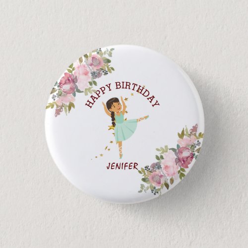  Tiny Dancer  Pink Floral Ballet Birthday Party Button
