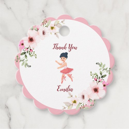 Tiny Dancer  Pink Floral Ballet Birthday Party Fa Favor Tags