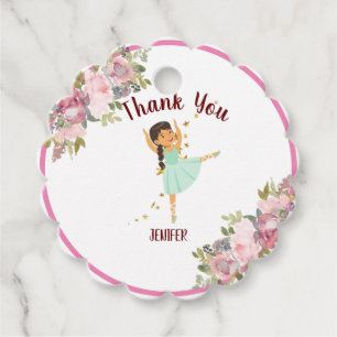 Tiny Dancer Pink Floral Ballet Birthday Party Favor Tags