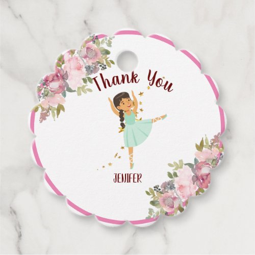 Tiny Dancer  Pink Floral Ballet Birthday Party Favor Tags