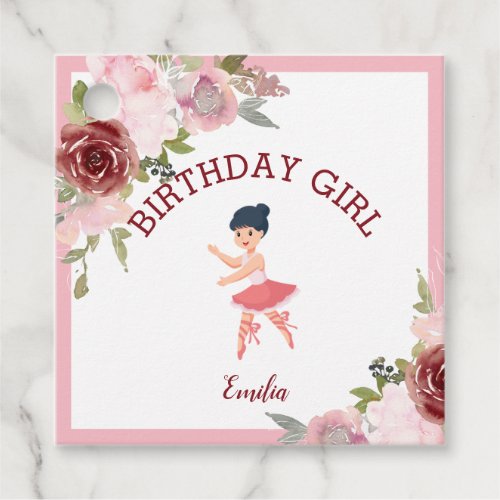 Tiny Dancer  Pink Floral Ballet Birthday Party Favor Tags