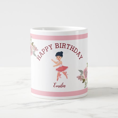  Tiny DancerPink Floral Ballet Birthday Party Giant Coffee Mug