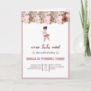Tiny Dancer Pink Floral Ballet Birthday Party Invitation