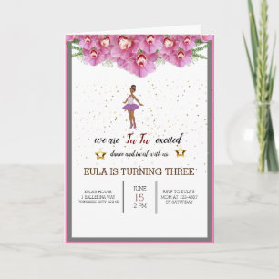 Tiny Dancer Pink Floral Ballet Birthday Party Invitation
