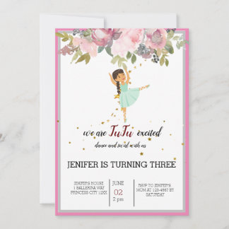 Tiny Dancer | Pink Floral Ballet Birthday Party Invitation