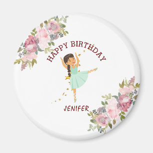 Tiny Dancer Pink Floral Ballet Birthday Party Magnet