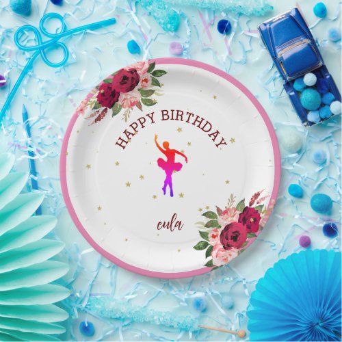 Tiny Dancer Pink Floral Ballet Birthday Party  Paper Plates