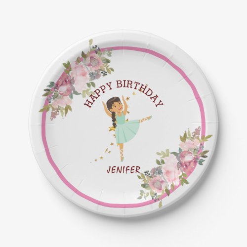 Tiny Dancer  Pink Floral Ballet Birthday Party Paper Plates