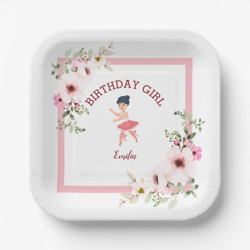 Tiny Dancer  Pink Floral Ballet Birthday Party  Paper Plates