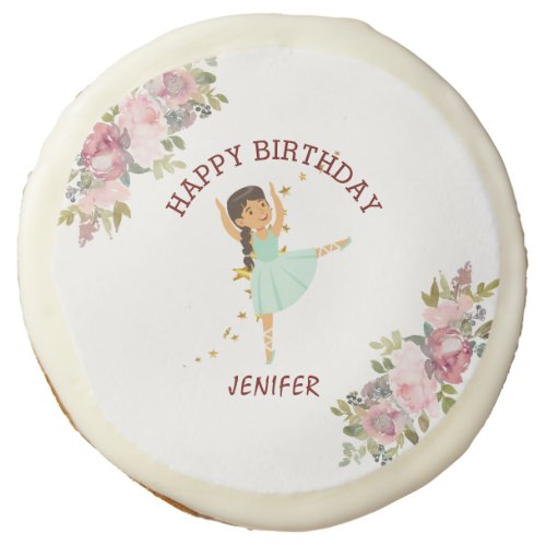 Tiny Dancer  Pink Floral Ballet Birthday Party Sugar Cookie