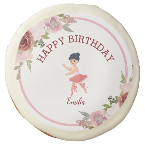 Tiny Dancer  Pink Floral Ballet Birthday Party Sugar Cookie