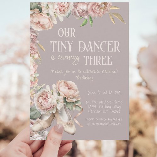 Tiny Dancer Purple Ballerina Birthday Invitation