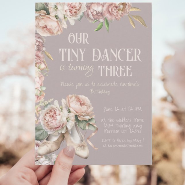 Tiny Dancer Purple Ballerina Birthday Invitation (Creator Uploaded)