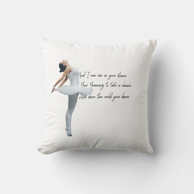 Tiny Dancer Series White Throw Pillow (Front)