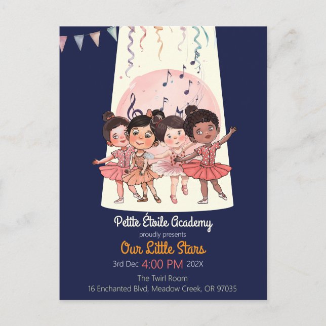 Tiny Dancers Recital Invite – Custom Studio (Front)