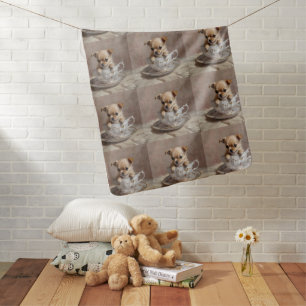 Tiny Delight: Chihuahua Puppy in a Teacup Baby Blanket