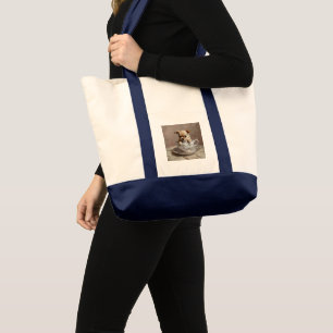 Tiny Delight: Chihuahua Puppy in a Teacup Tote Bag