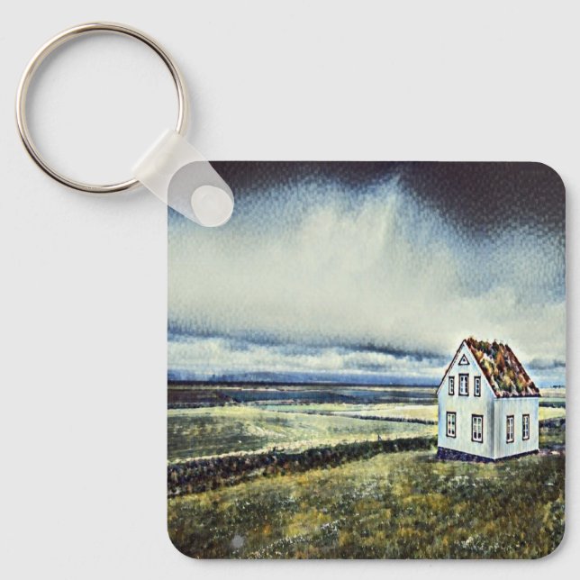Tiny distant lonely house keychain (Front)