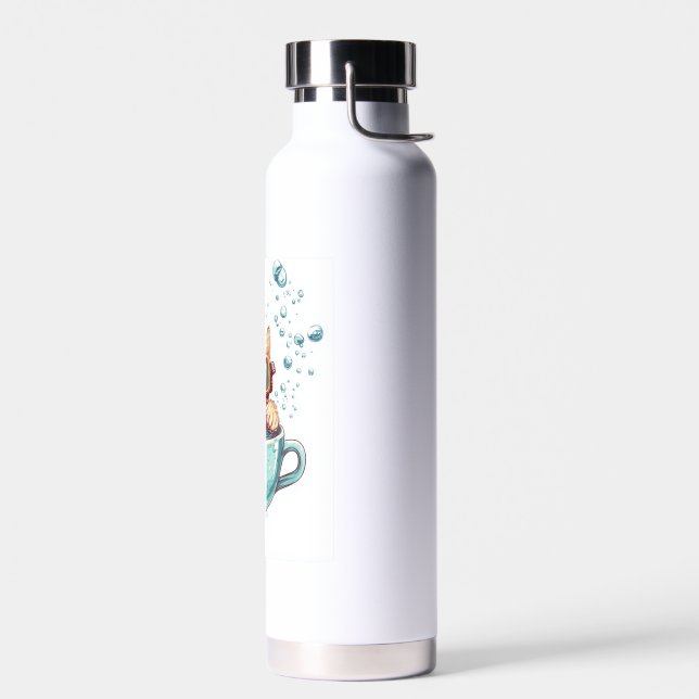 Tiny Diver Cat � Funny Scuba Kitty Tea Lover Water Bottle (Left)